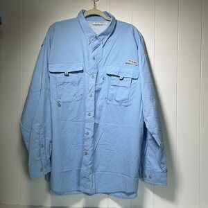 COLUMBIA PFG Men’s Blue Vented Button Up Long Sleeve Fishing Shirt Size 2X